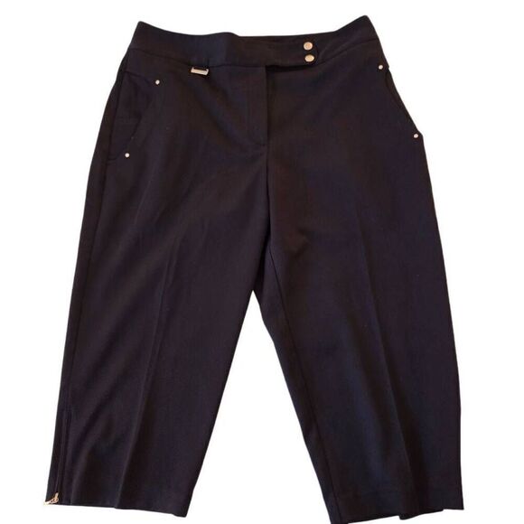 Bette and Court Womens Polyester Zip Closure Golf Capris Pants Black Size 6 - Picture 1 of 14